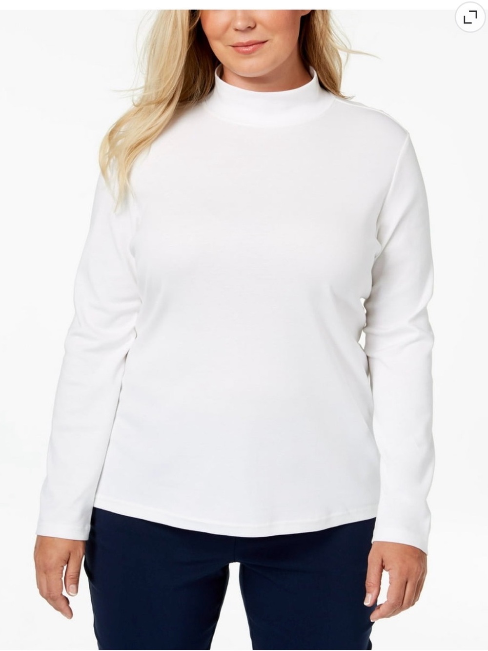 NWOT Karen Scott Plus Size Cotton Mock Neck Top Bright White 2X